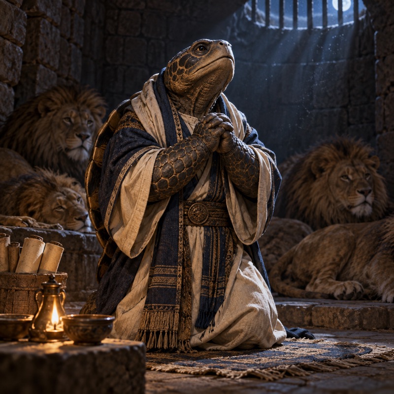 음각거북 모티프의 성경 인물 다니엘 영감 캐릭터